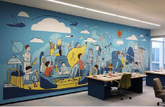 子长办公室墙绘的特点。