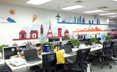 子长教你设计办公室墙绘的方法。