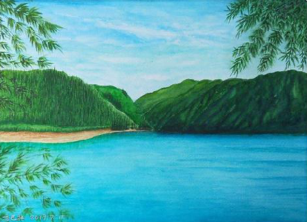 子长在墙绘中，如何绘画绿水青山？